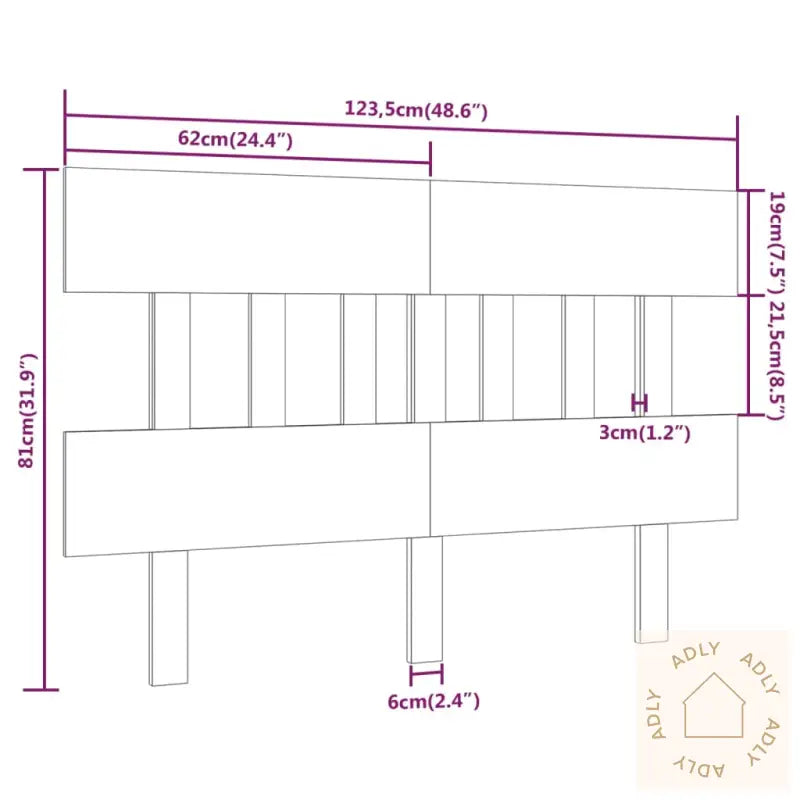 Sengegavl Hvit 123,5X3X81 Cm Heltre Furu