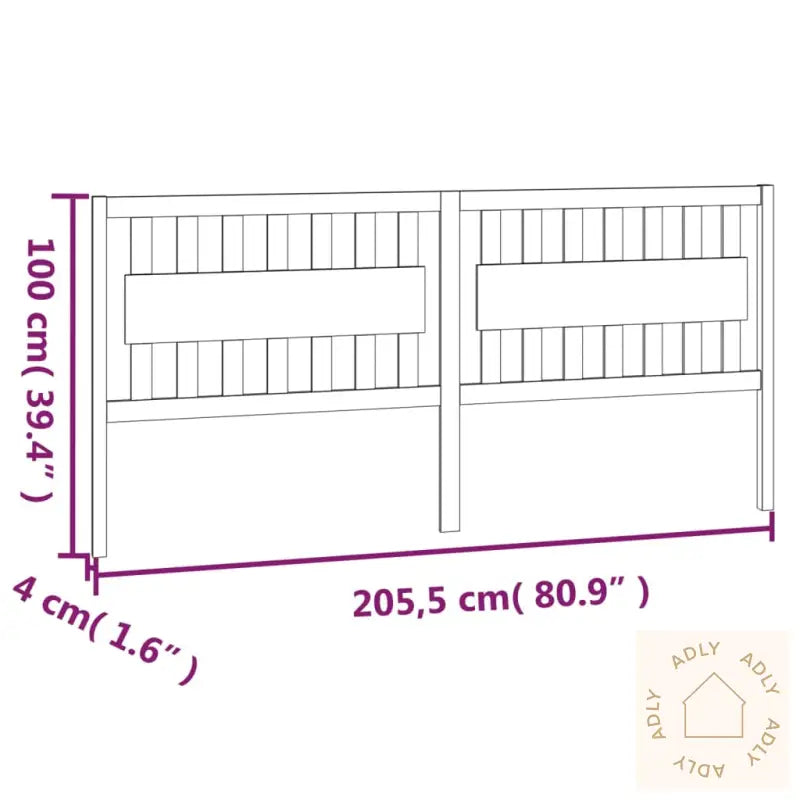 Sengegavl Svart 205,5X4X100 Cm Heltre Furu