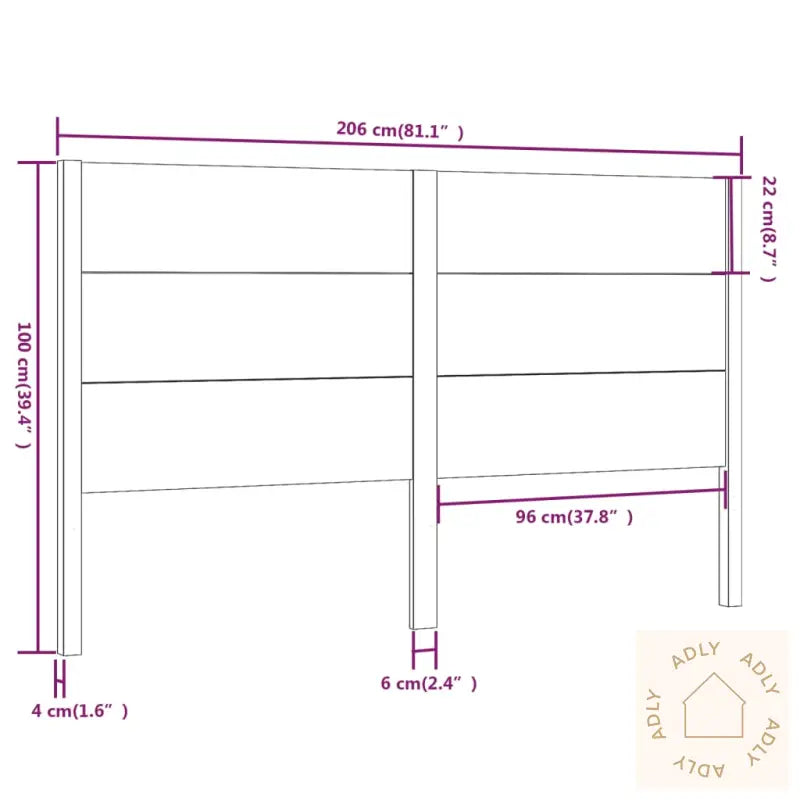 Sengegavl Svart 206X4X100 Cm Heltre Furu
