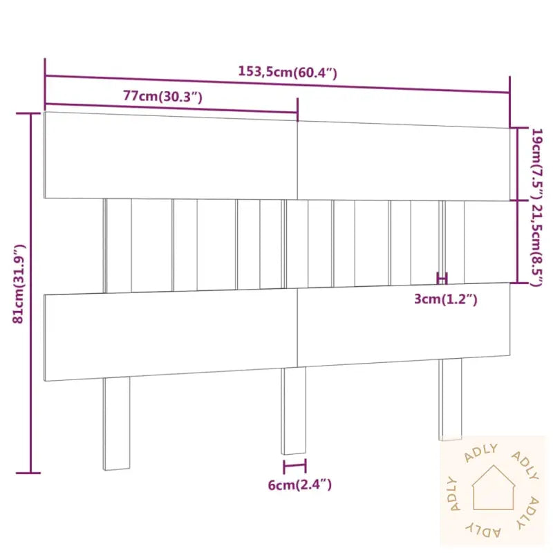 Sengegavl Grå 153,5X3X81 Cm Heltre Furu