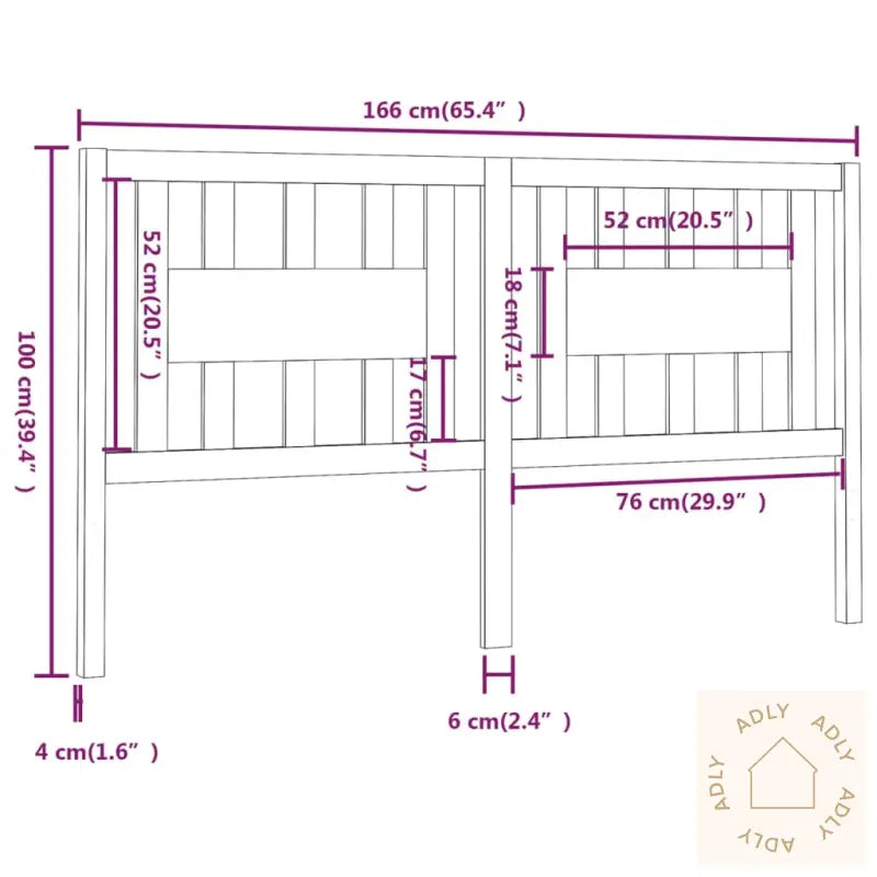 Sengegavl Svart 166X4X100 Cm Heltre Furu