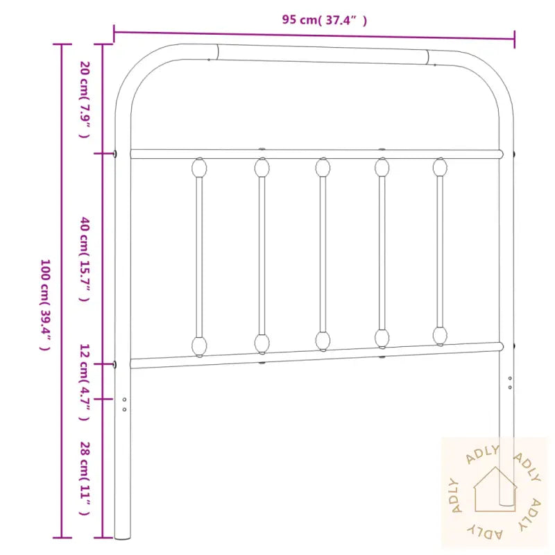 Sengegavl I Metall Hvit 90 Cm