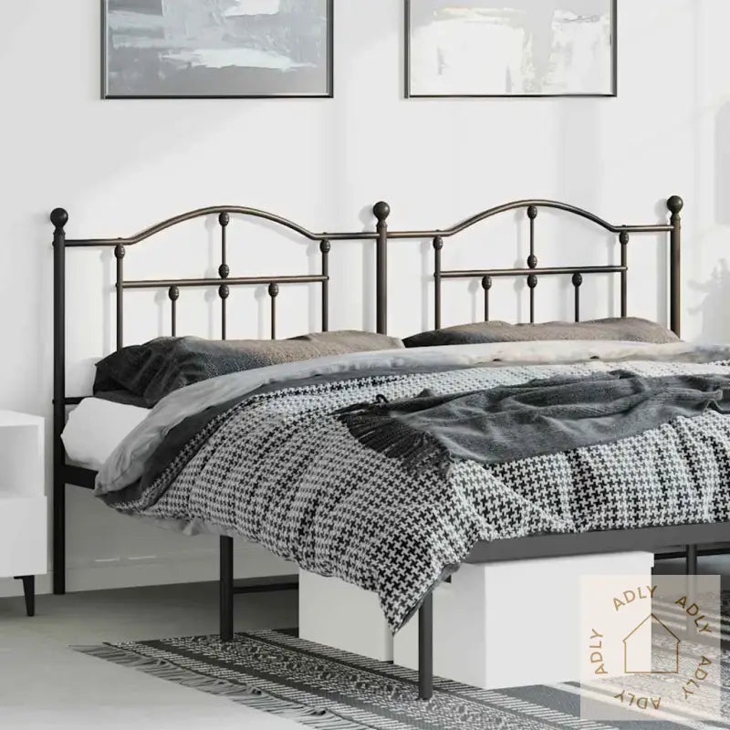 Sengegavl I Metall Svart 180 Cm