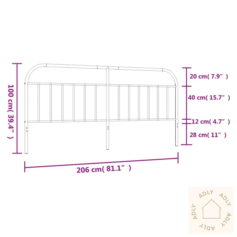 Sengegavl I Metall Hvit 200 Cm