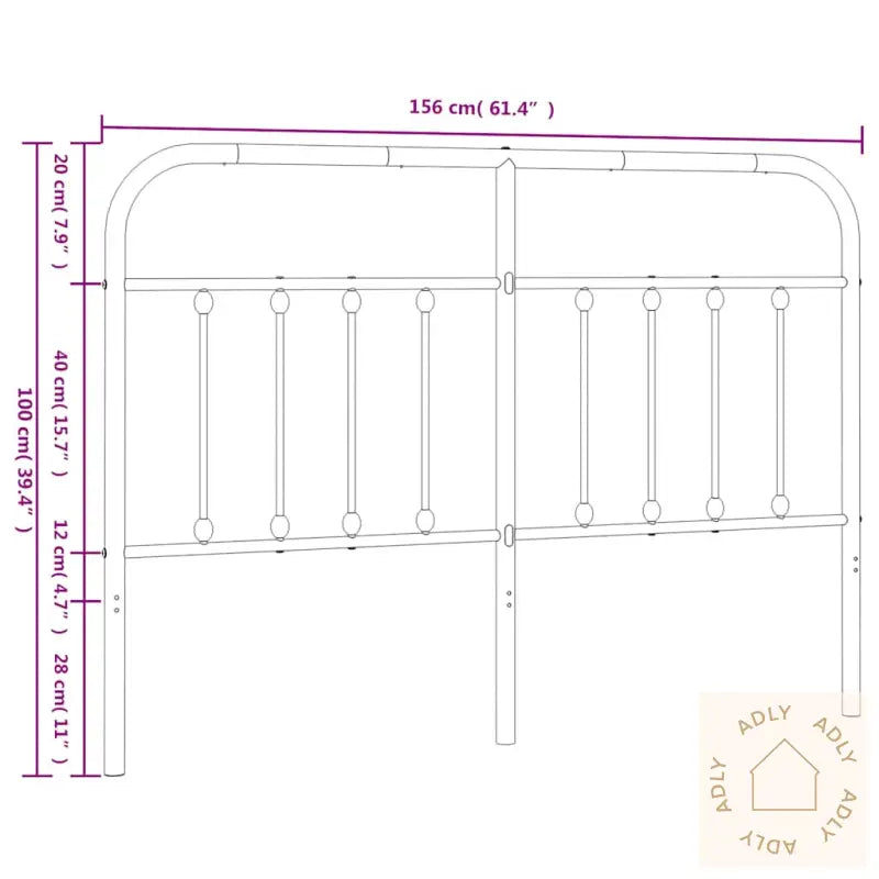 Sengegavl I Metall Svart 150 Cm