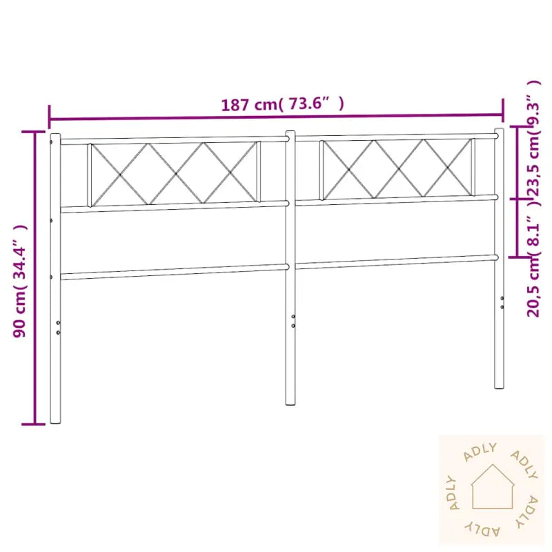 Sengegavl I Metall Svart 180 Cm