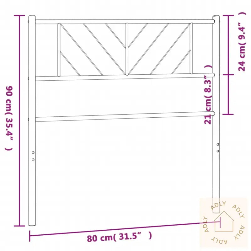 Sengegavl I Metall Svart 75 Cm