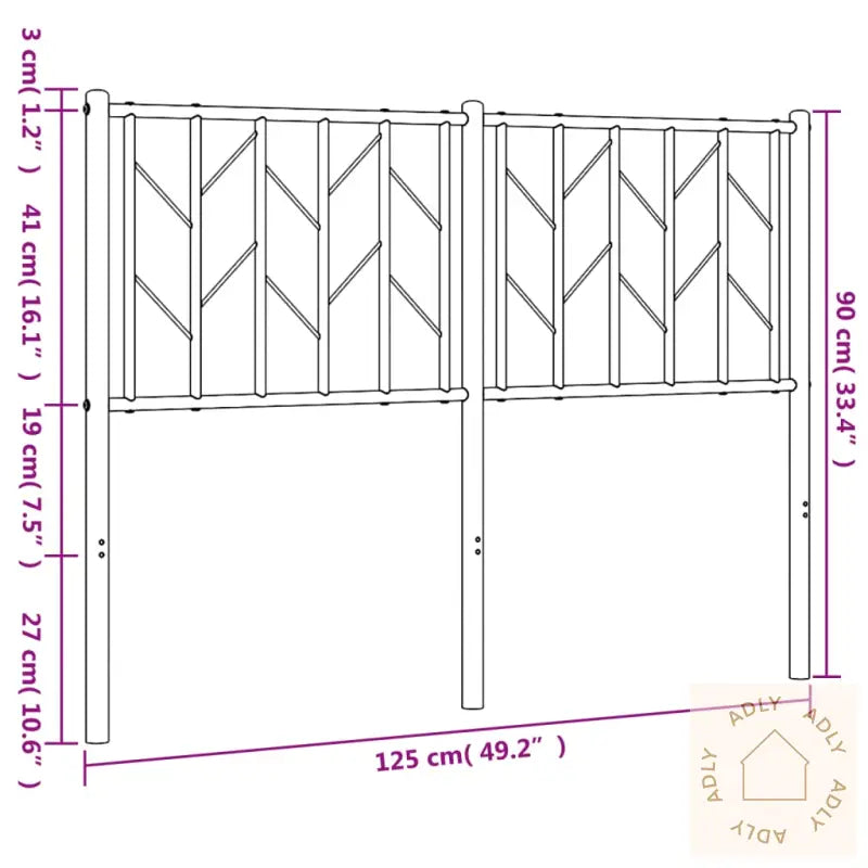 Sengegavl I Metall Svart 120 Cm