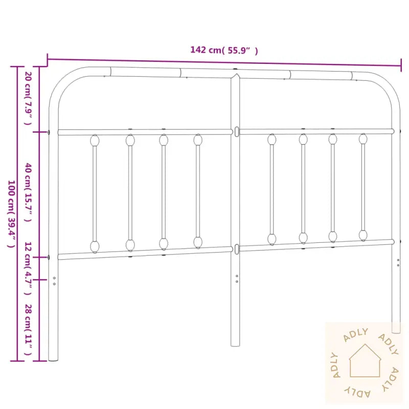 Sengegavl I Metall Hvit 135 Cm