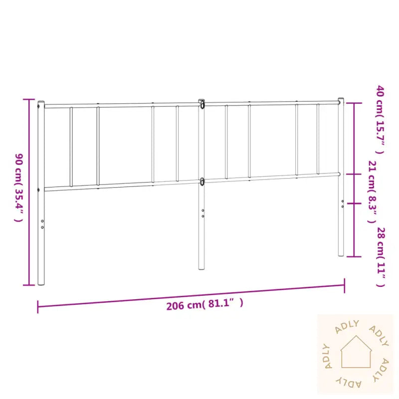 Sengegavl I Metall Hvit 200 Cm