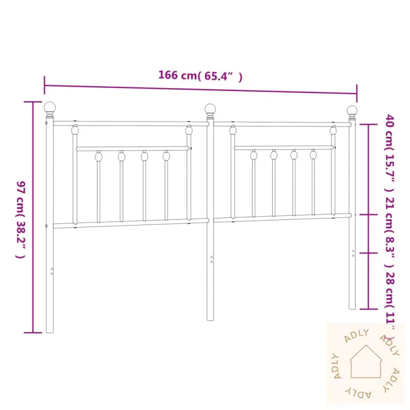 Sengegavl I Metall Svart 160 Cm