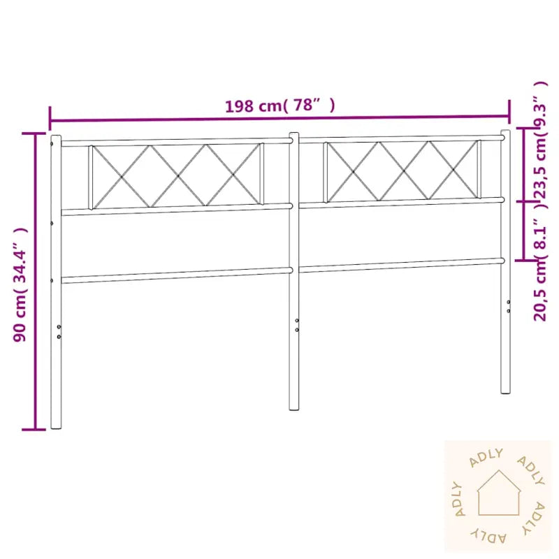 Sengegavl I Metall Svart 193 Cm