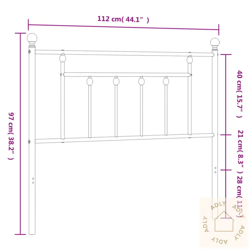 Sengegavl I Metall Hvit 107 Cm