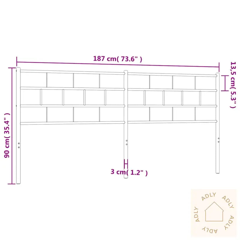 Sengegavl I Metall Svart 180 Cm