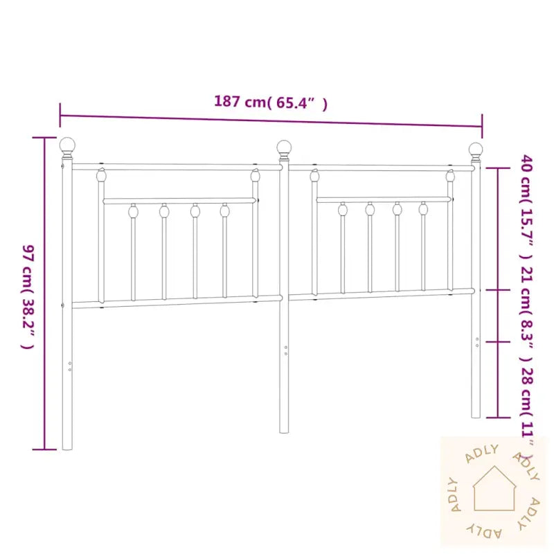 Sengegavl I Metall Svart 180 Cm