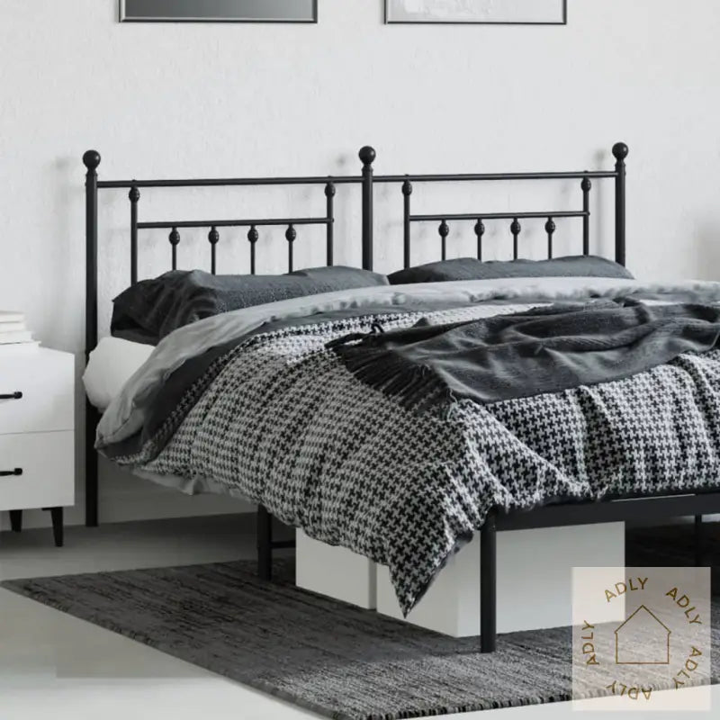 Sengegavl I Metall Svart 160 Cm