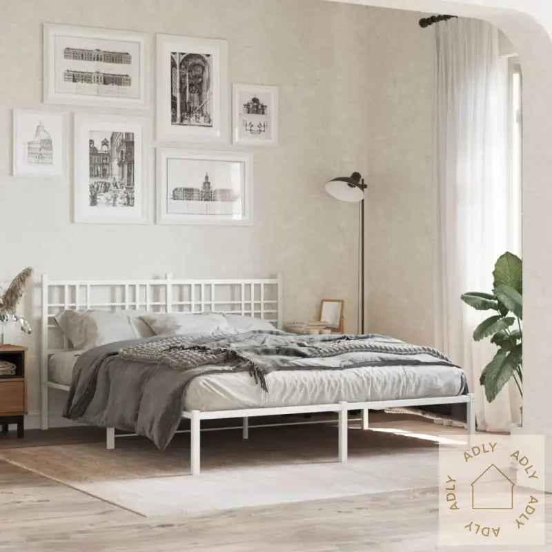 Sengegavl I Metall Hvit 150 Cm