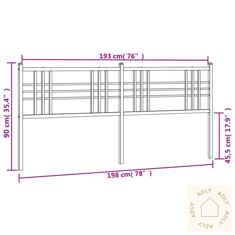 Sengegavl I Metall Svart 193 Cm