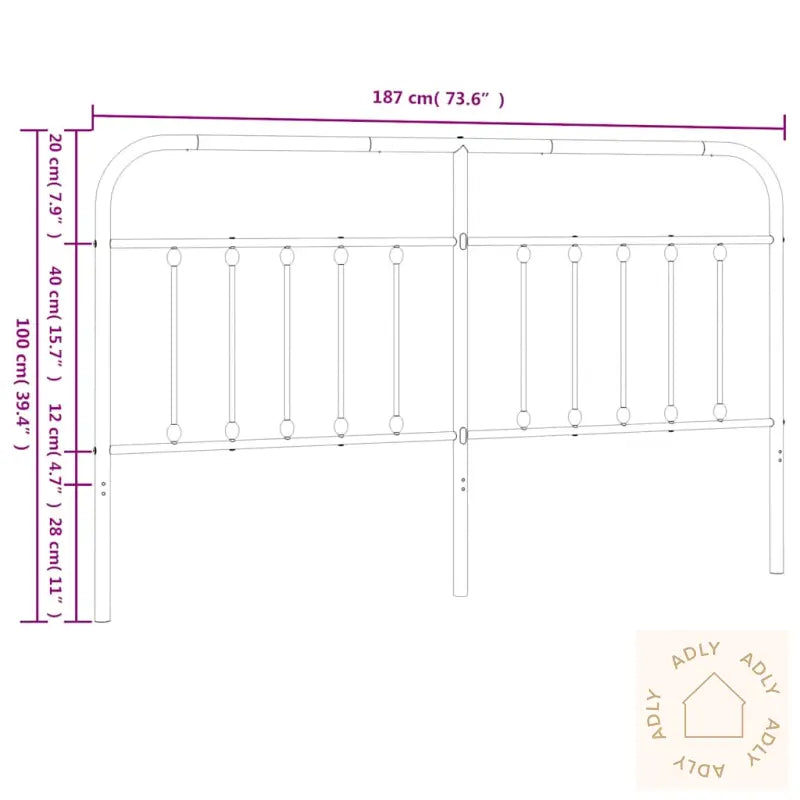 Sengegavl I Metall Hvit 180 Cm