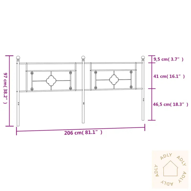 Sengegavl I Metall Hvit 200 Cm