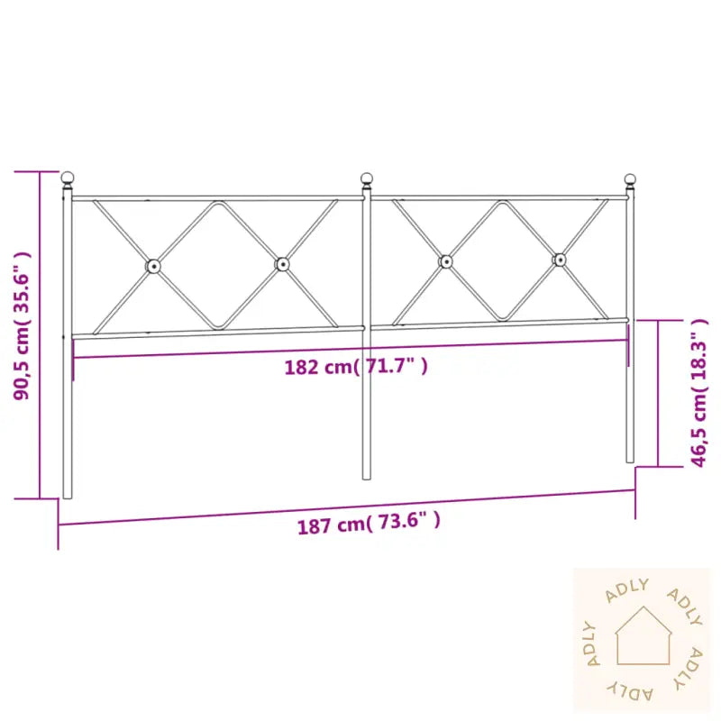 Sengegavl I Metall Svart 180 Cm