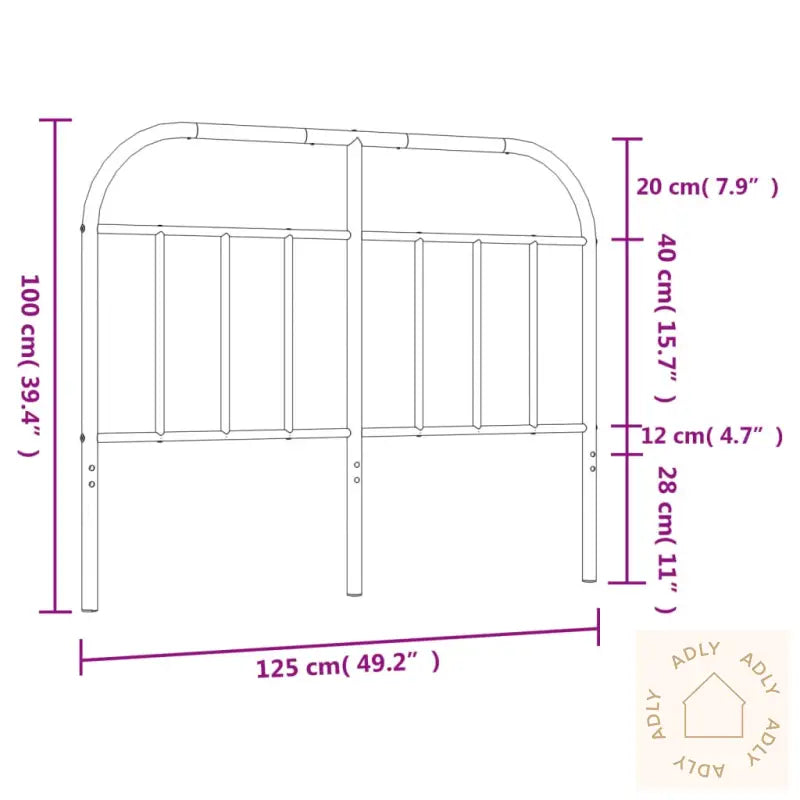 Sengegavl I Metall Svart 120 Cm