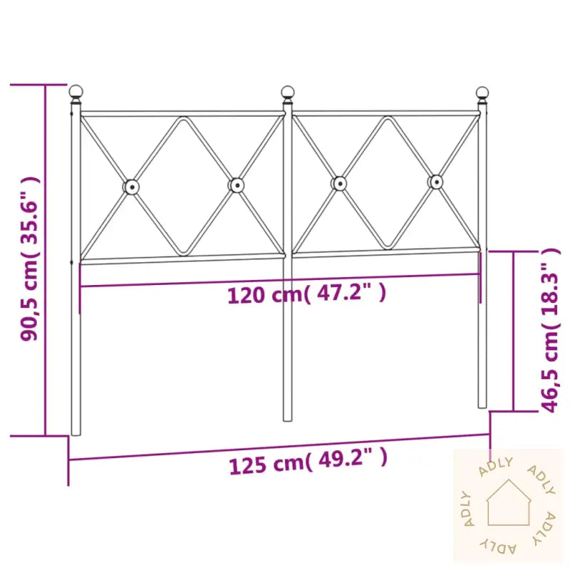 Sengegavl I Metall Svart 120 Cm