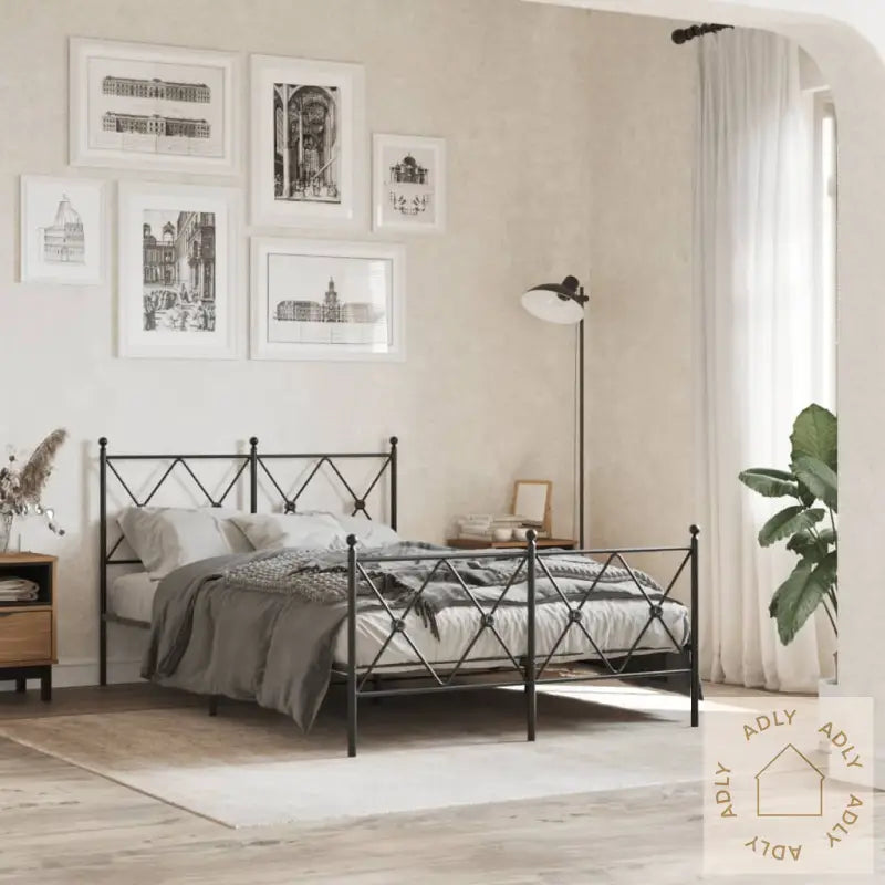 Sengegavl I Metall Svart 120 Cm