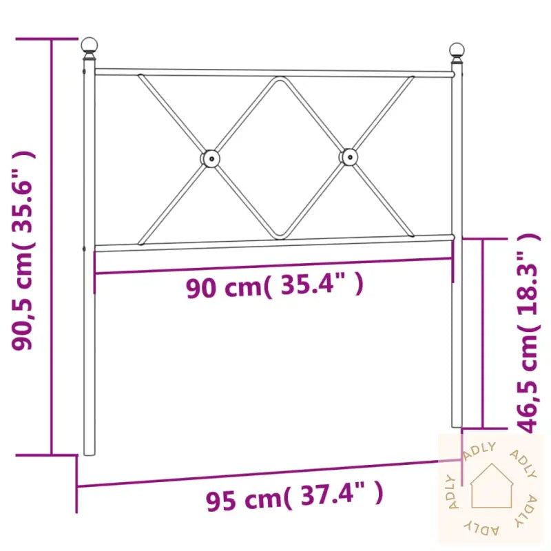 Sengegavl I Metall Svart 90 Cm