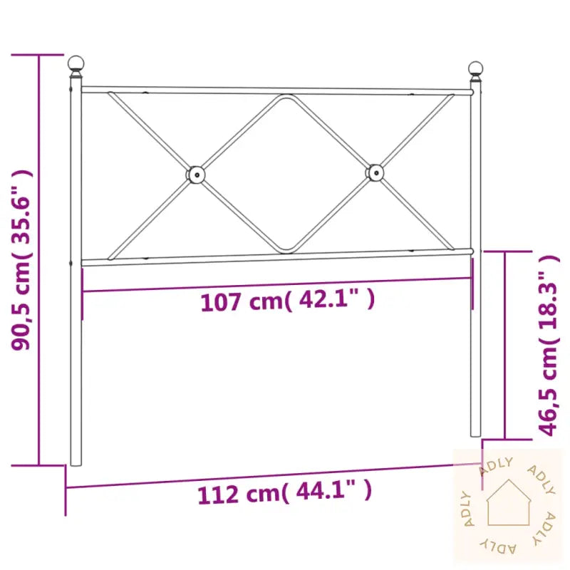 Sengegavl I Metall Hvit 107 Cm