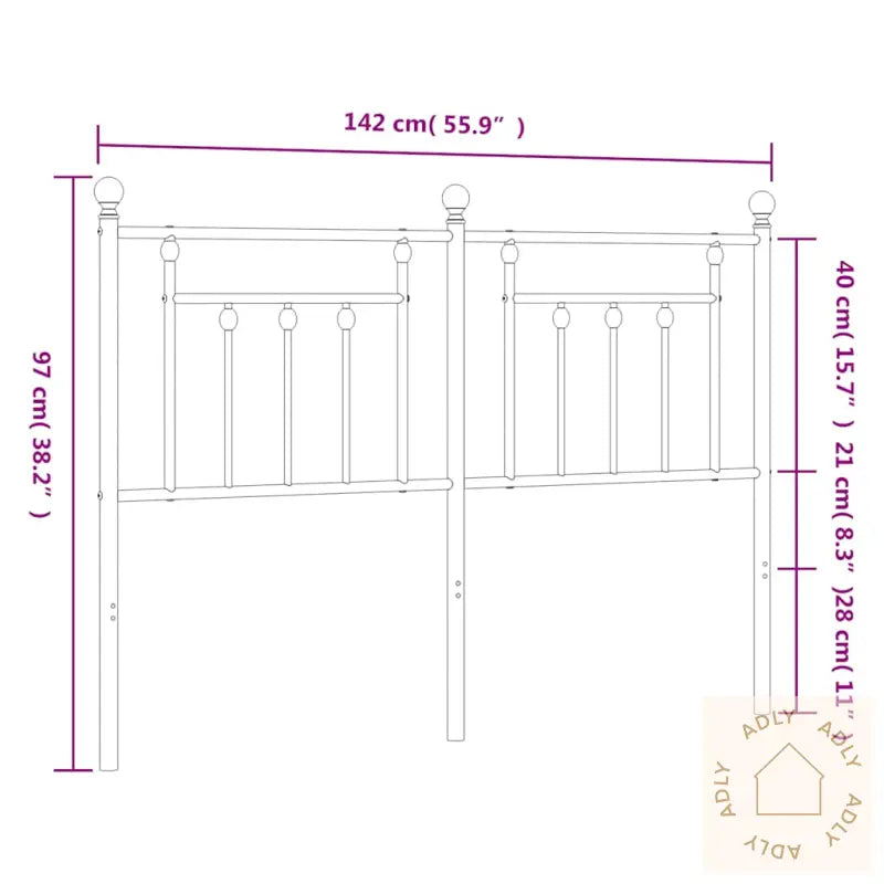 Sengegavl I Metall Hvit 135 Cm