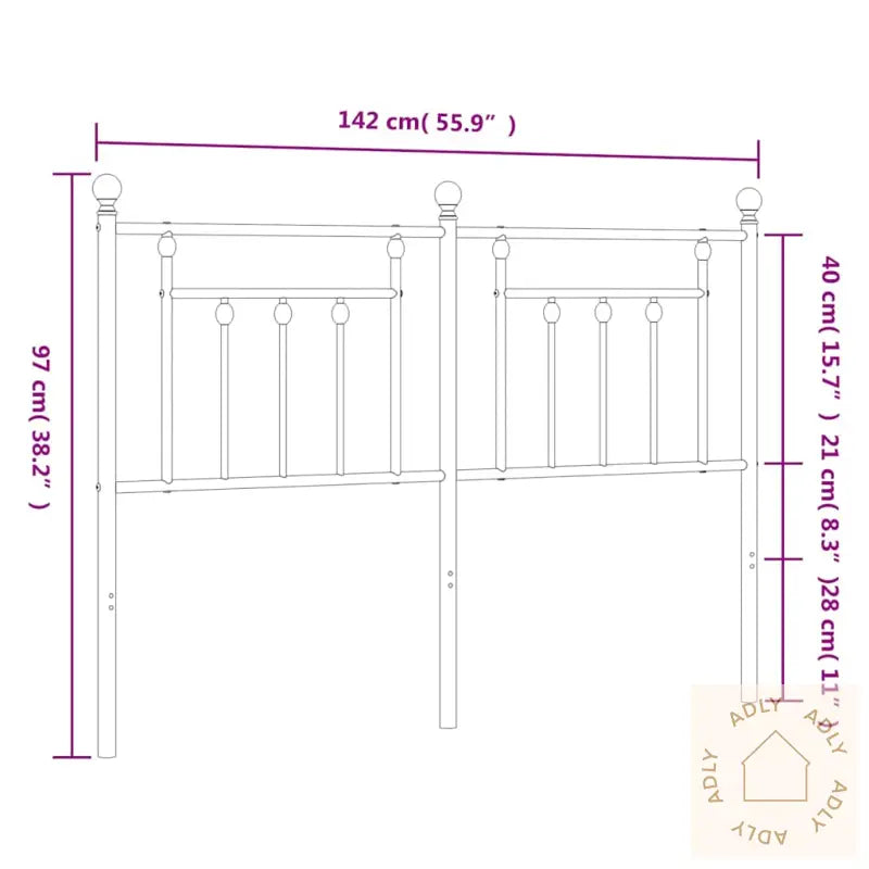 Sengegavl I Metall Svart 135 Cm