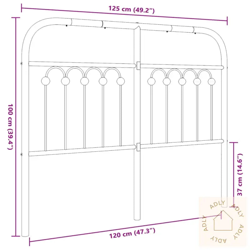 Sengegavl I Metall Svart 120 Cm