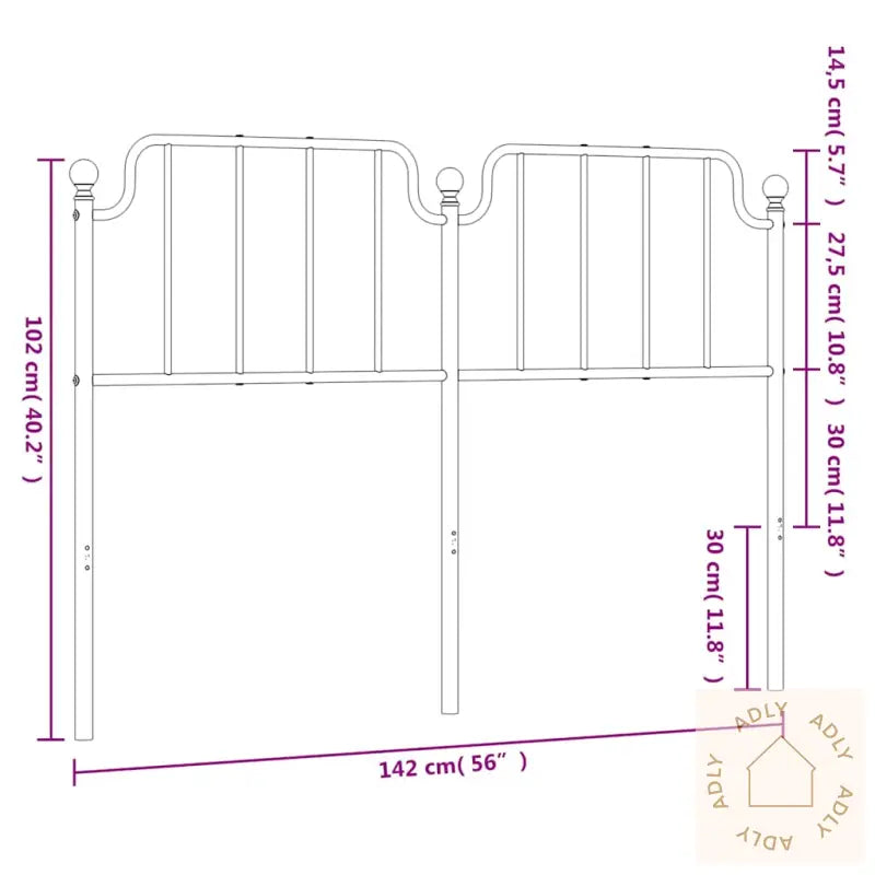 Sengegavl I Metall Svart 135 Cm