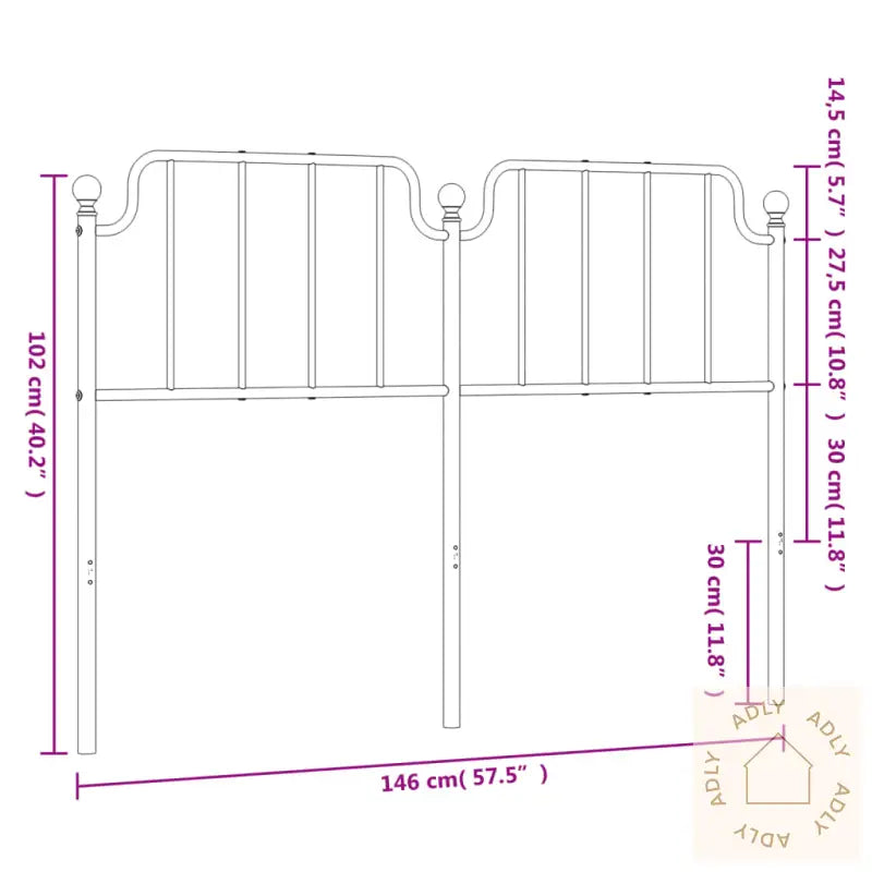 Sengegavl I Metall Svart 140 Cm