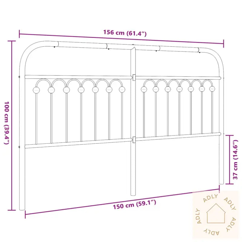 Sengegavl I Metall Svart 150 Cm