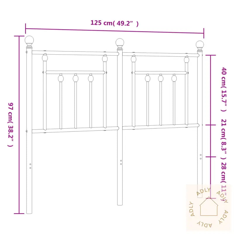 Sengegavl I Metall Hvit 120 Cm