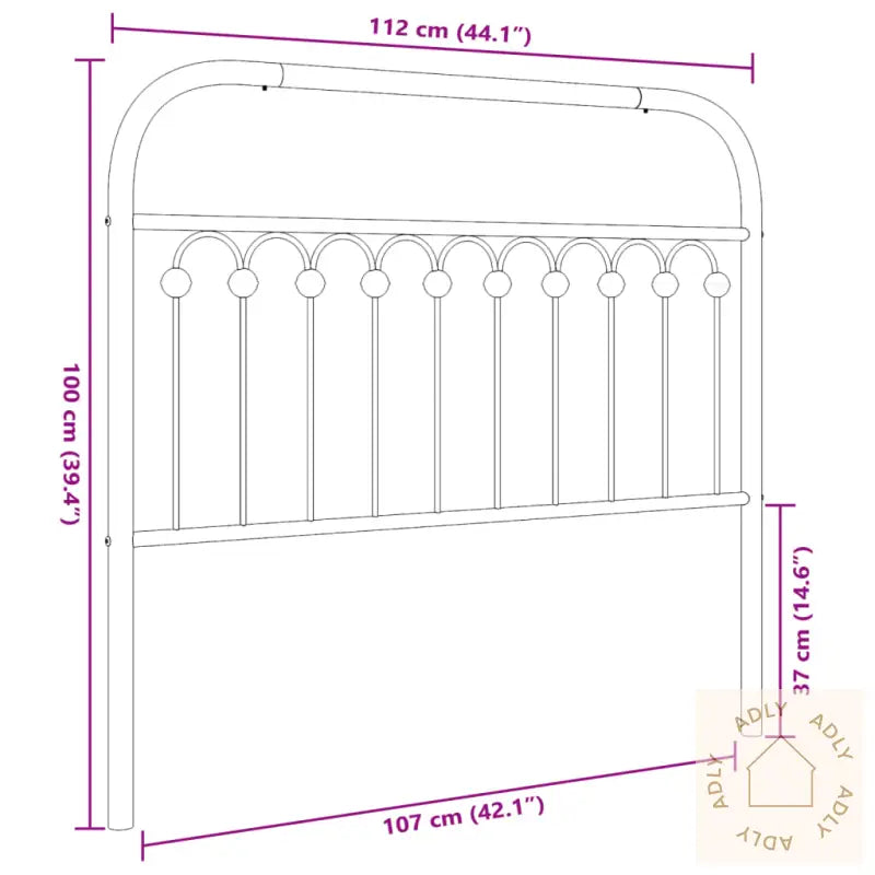 Sengegavl I Metall Hvit 107 Cm