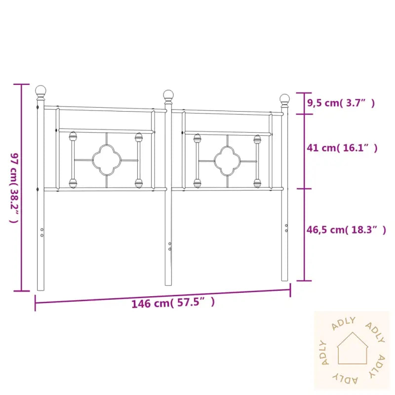 Sengegavl I Metall Svart 140 Cm
