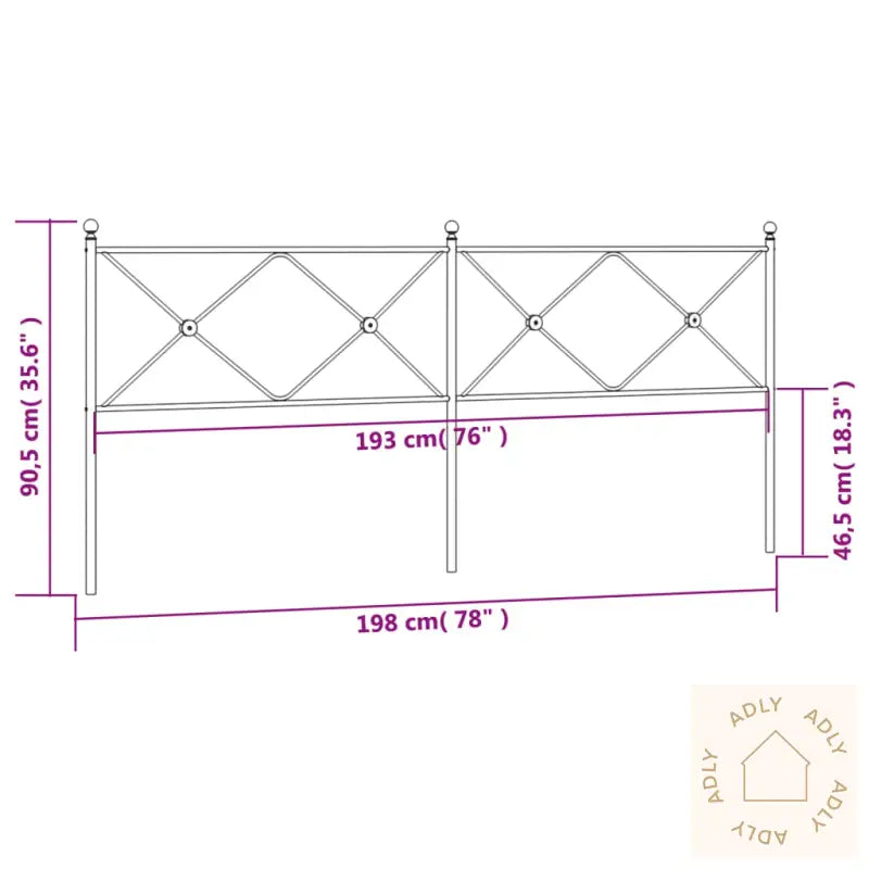 Sengegavl I Metall Hvit 193 Cm