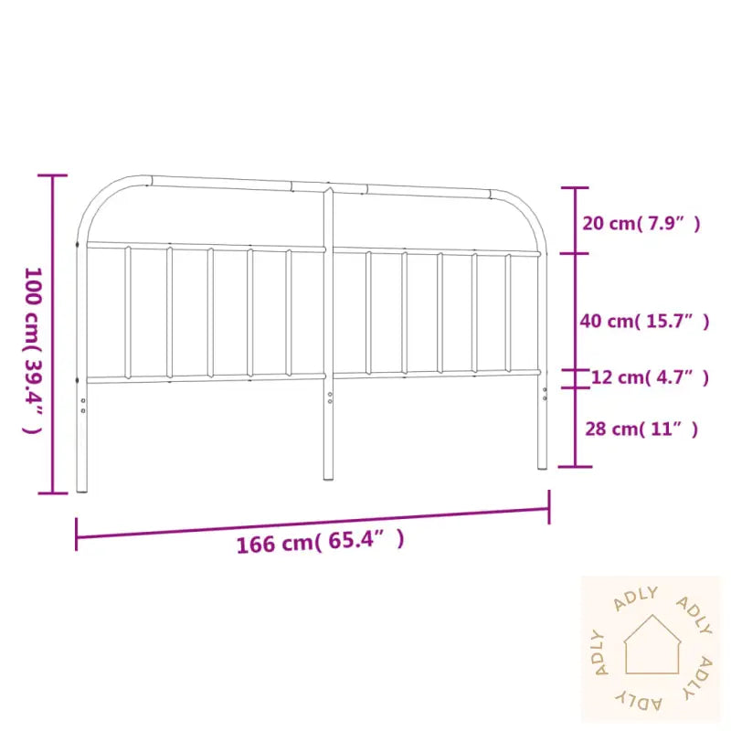 Sengegavl I Metall Svart 160 Cm