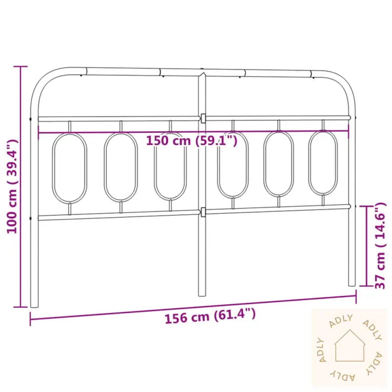Sengegavl I Metall Hvit 150 Cm