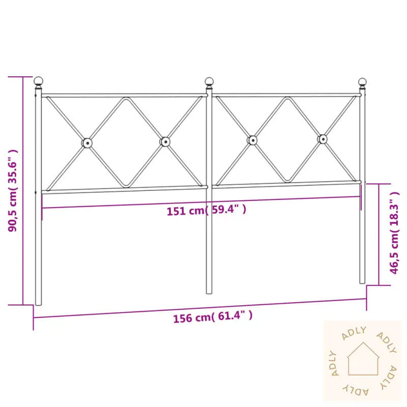 Sengegavl I Metall Svart 150 Cm