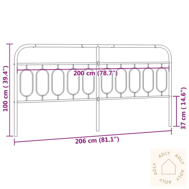 Sengegavl I Metall Hvit 200 Cm