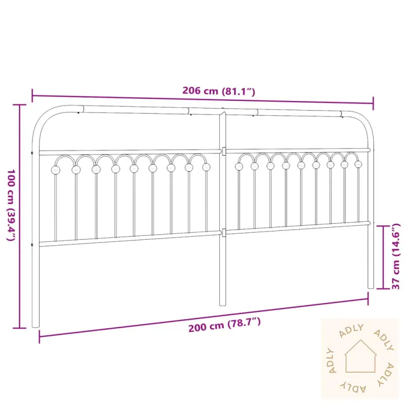 Sengegavl I Metall Hvit 200 Cm