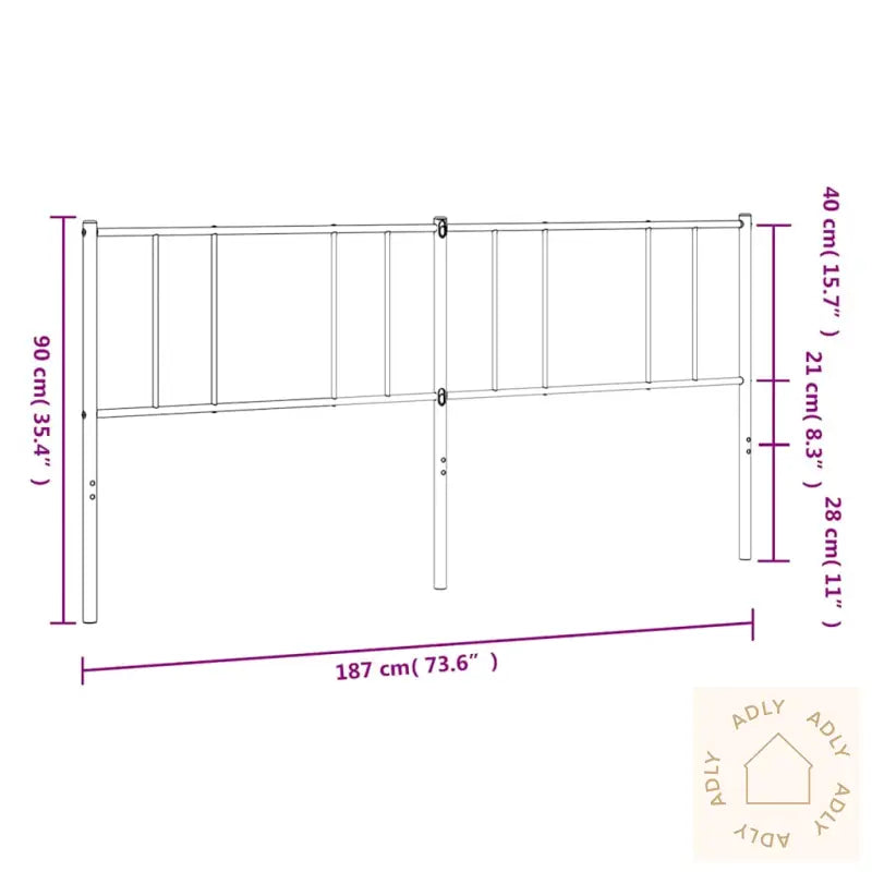 Sengegavl I Metall Hvit 180 Cm