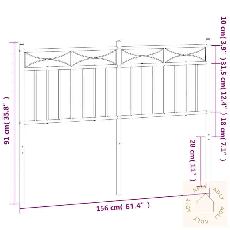 Sengegavl I Metall Svart 150 Cm