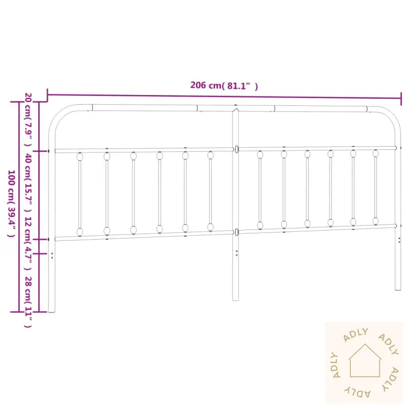 Sengegavl I Metall Hvit 200 Cm