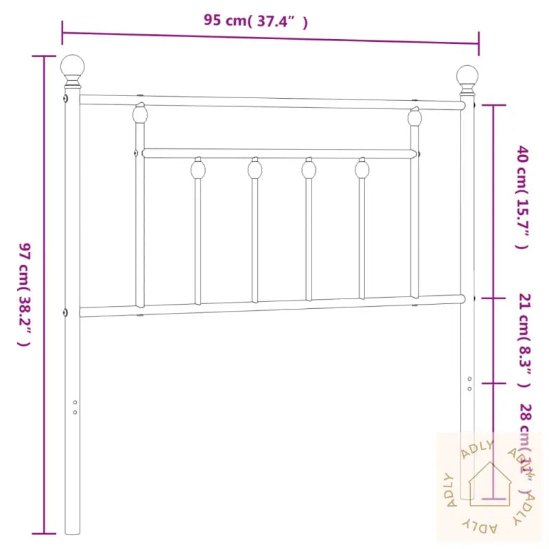 Sengegavl I Metall Svart 90 Cm