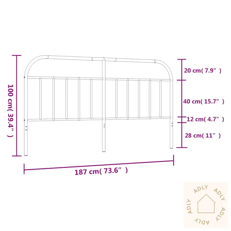 Sengegavl I Metall Hvit 180 Cm